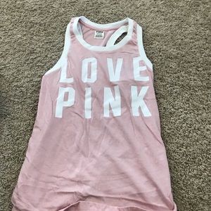 another PINK tank top... pink with white lettering